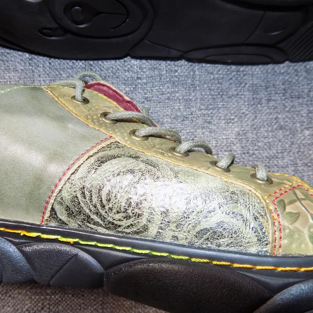 L'Artiste Spring Step Danli-Bloom Shoes Women 42 Olive Green Leather Good Floral